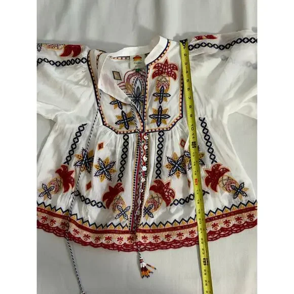 FARM RIO Mary's Tiles Multicoloured Floral Embroidery White MEDIUM - Picture 7 of 8